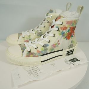 Dior x Kim Jones B23 High Top Sneakers Floral Flowers White Dior